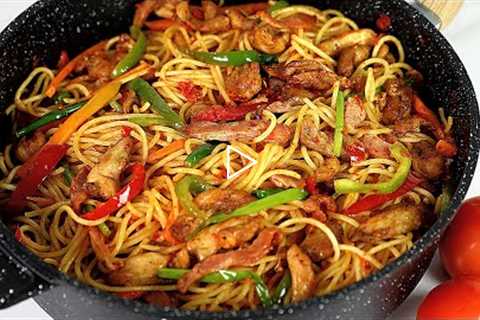 EXTRA SPECIAL STIR FRY SPAGHETTI | CHICKEN STIR FRY WITH PASTA