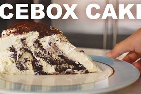 Zebra icebox cake — homemade chocolate cookies in malted milk cream