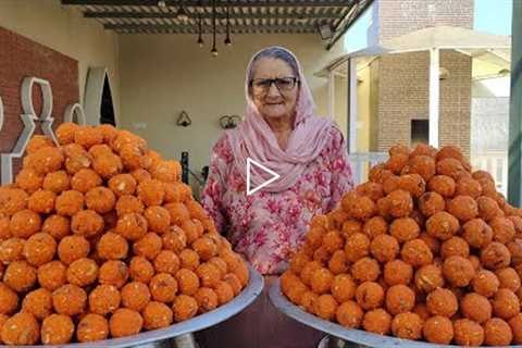 MOTICHOOR LADDU Prepared by GRANNY | Ladoo Recipe | Indian Sweet | Dessert | Veg Village Food