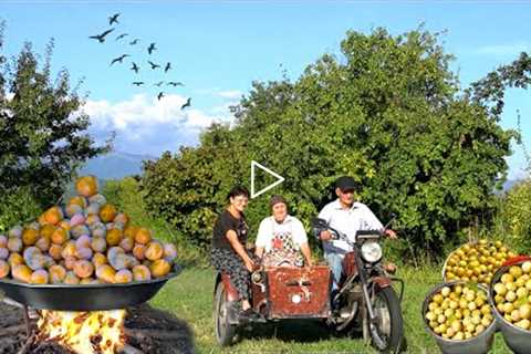 Fruit Harvesting in the Forest - Making Plum Cake