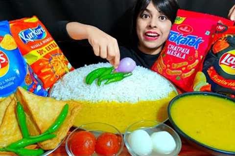 EATING) DAL CHAWAL, SAMOSA, RASGULLA, GULAB JAMUN, SNACKES | ASMR EATING | MUKBANG | INDIAN ASMR