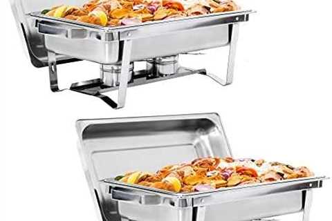 SUPER DEAL Newest 2 Pack 8QT Food Warmer, Rectangular Chafing Dish Buffet Set w/Foldable Frame Legs,..