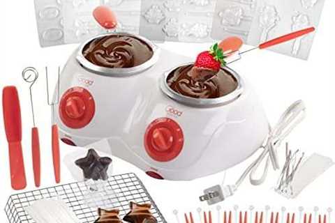 Dual Electric Chocolate Fondu Melting Pot Gift Set – Candy Making or Cheese Fondue Fountain Kit w..