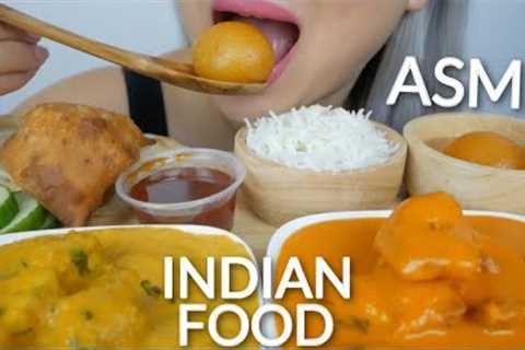 ASMR Indian FOOD Shahi Paneer, Butter Chicken, Naan & Gulab Jamun (Dessert) *NO Talking Eating..