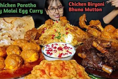 Eating Chicken Biryani, Bhuna Mutton, Egg Curry, Chicken kosha | Big Bites | Asmr Eating | Mukbang