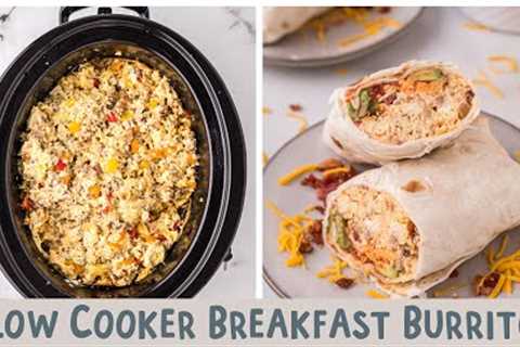 Slow Cooker Breakfast Burritos 🌯 {BEST MEAL FOR FEEDING A CROWD!}