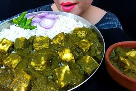 ASMR:Eating Palak Paneer+Rice | Spicy Indian Food Eating Show | ERSA ASMR