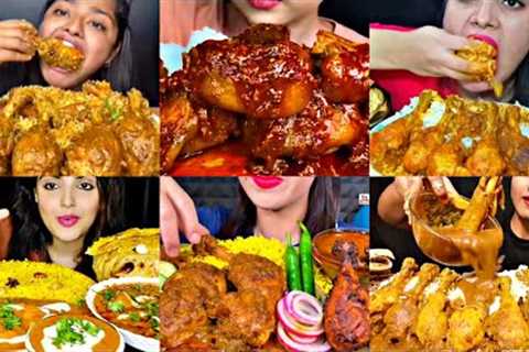 ASMR EATING SPICY CHICKEN CURRY, PORK CURRY, EGG, BIRIYANI | BEST INDIAN FOOD MUKBANG |Foodie India|