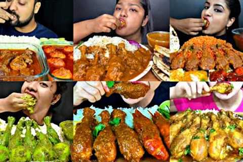 ASMR EATING SPICY CHICKEN LEG CURRY, EGG CURRY, PRAWN | BEST INDIAN FOOD MUKBANG |Foodie India|