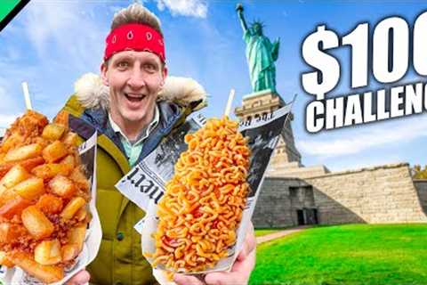 $100 NYC Street Food Challenge!! Say Goodbye To Your Money!!