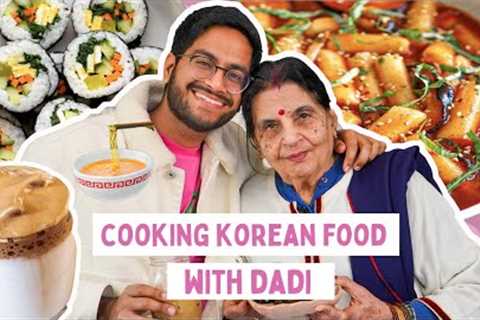 COOKING AND EATING KOREAN FOOD WITH DADI 😱Tteokbokki, Kimbap & Korean Coffee | KOREAN RECIPES