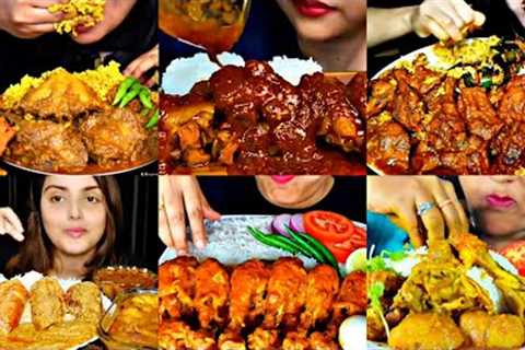 ASMR EATING SPICY CHICKEN CURRY, CHINGRI MALAIKARI, PORK | BEST INDIAN FOOD MUKBANG  |Foodie India|