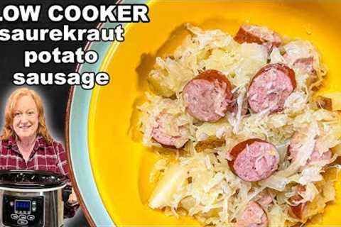 Sausage, Potato, Sauerkraut Slow Cooked in the Crockpot Dinner Recipe