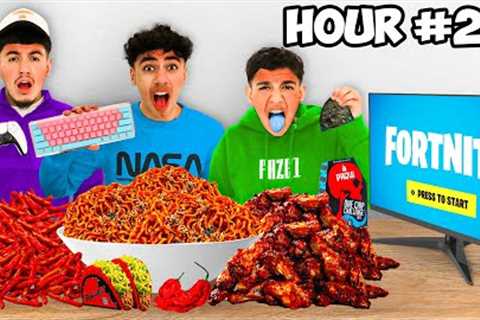 Eating Spicy Foods ONLY For 24 Hours While Playing Fortnite!