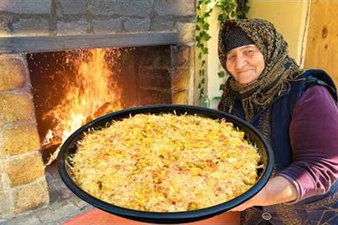 Cooking a Delicious Meal with Mushrooms and Chicken Fillet in a Stone Oven!