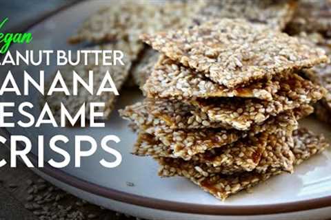 Get your CRUNCH ON! Peanut Butter Banana Sesame Crisps 🍌 oil-free vegan