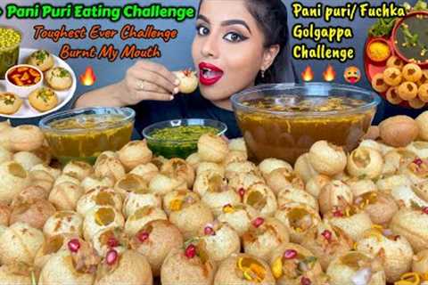 100 Spicy Pani Puri Eating Challenge🔥 - Indian Street Food ASMR Eating Mukbang