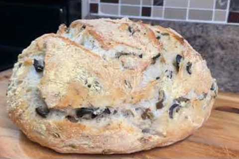 Mediterranean Style Rustic Olive Bread- All Natural - No Preservatives - Quick and Easy Bakery Bread