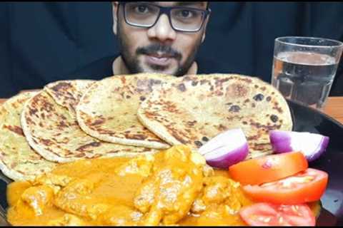 Home Made Aloo Paratha with Butter Chicken | ASMR | Mukbang | Indian Food Mukbang