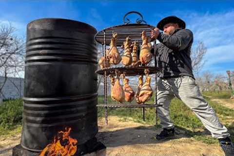 Lots of Roast Turkeys in a Big Barrel! Recipe from Kanan Badalov