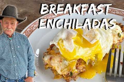 Cheesy Enchiladas Stuffed with Sausage and Scrambled Eggs