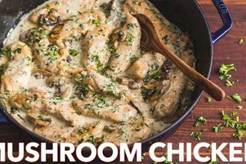 Creamy Herb Mushroom Chicken Recipe | One Pan Chicken + Cream Sauce