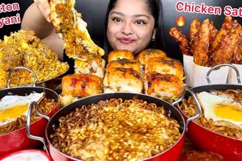 MUTTON BIRYANI, SPICY BLACKBEAN NOODLES WITH CHEESE AND EGGS,SPICY CHICKEN SATAY & CHEESY..