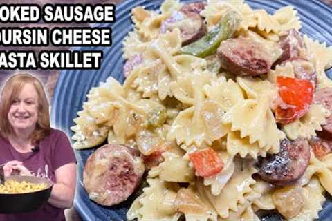 Smoked Sausage Boursin Cheese Pasta Skillet Meal