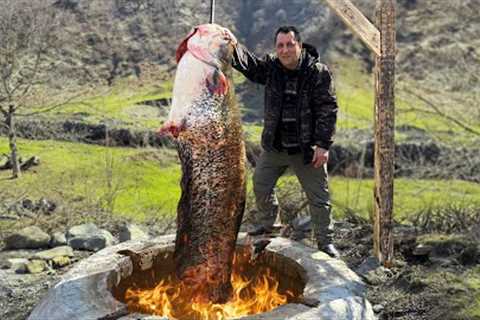 I Caught A Huge Fish and Cooked It in a Big Tandoor! Fish Day in the Village