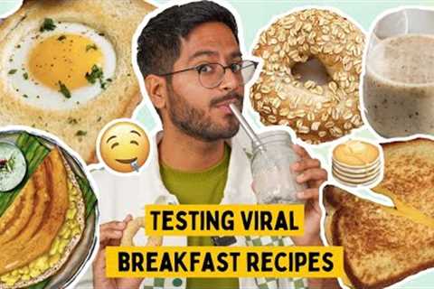 TESTING VIRAL BREAKFAST RECIPES | EPIC RESULTS 😂 MAKHANA SMOOTHIE, INSTANT DOSA, OATS BAGEL