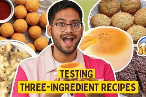 TESTING *QUICK & EASY* THREE INGREDIENT RECIPES 😱CHEESE BALL, JAPANESE CHEESECAKE, COOKIES..