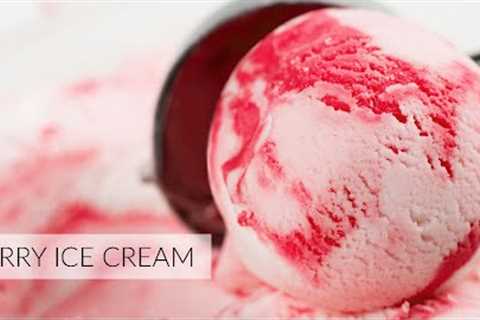 Homemade STRAWBERRY ICE CREAM with a raspberry swirl | no dairy, no eggs