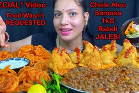 Eating Chole 🔥 Aloo Samosa, 1kg Rabdi JALEBI Chilli | Indian Street Food Eating Show | Asmr Mukbang