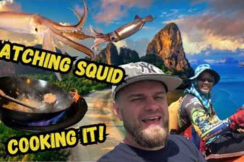 Fishing squid and cooking it with a Thai chef | How to cook Thai food like a real expert