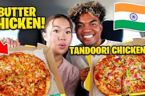 Eating BUTTER CHICKEN PIZZA for the FIRST TIME *INDIAN PIZZA MUKBANG*