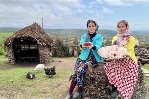 Fried Chicken and Barberry Pilaf Recipe Cooked in Foggy Mountain! Nomadic Life