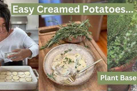 Easy Creamed Potatoes// Low Fat// Plant Based