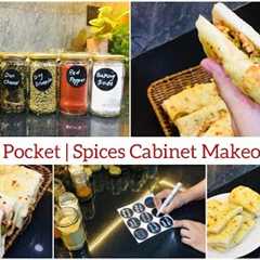 How To Make Pizza Pocket At Home | Organize Spices Cabinet | Low Budget Kitchen Ideas