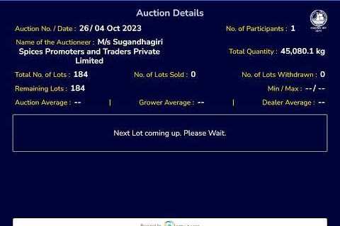 SPICES BOARD LIVE E-AUCTION  04/10/2023 - SUGANDHAGIRI