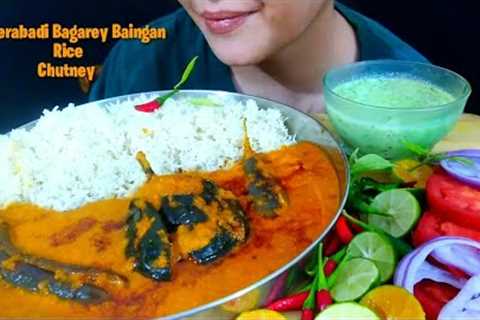 ASMR: Eating Hyderabadi Dum Ke Bagarey Baingan with Rice | Indian Food Eating Show | ERSA ASMR