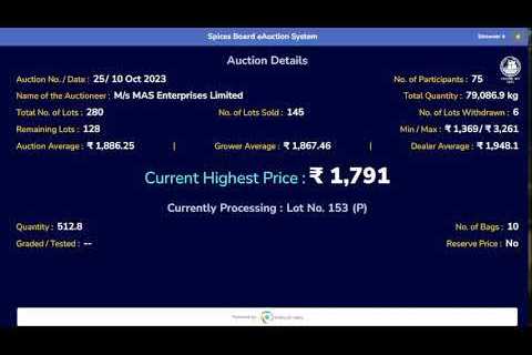 SPICES BOARD LIVE E-AUCTION - 10 OCTOBER  2023 - MAS