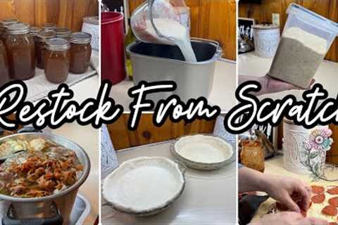 Restocking My Pantry & Freezer From Scratch || Making Homemade Food Convenient