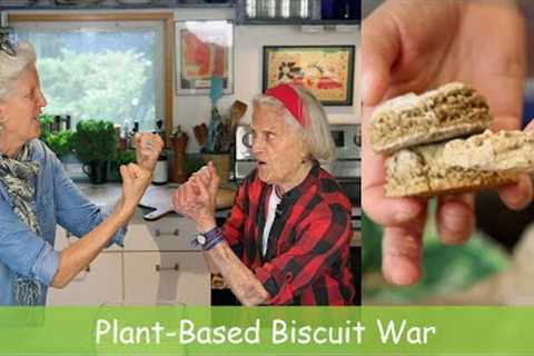 Plant Based Biscuit War: Jane’s tall, flax biscuits versus Ann’s short, flax biscuits