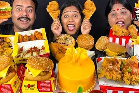 Eating Challenge Spicy🌶️Wow! Momo vs KFC Drumstick vs Mio Amore Cake | Punishment | Street Food