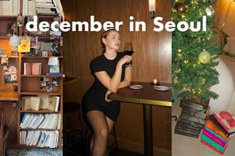 seoul christmas vlog 🎄 first snow, decorating my apartment, huge book haul & christmas market