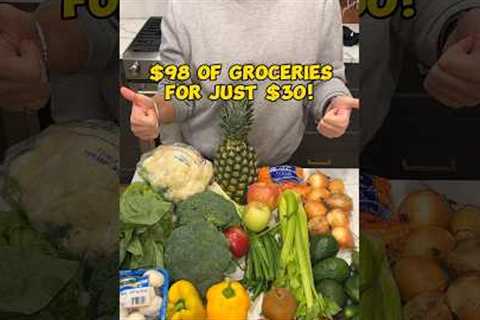 Getting almost $100 worth of groceries for only $30!!