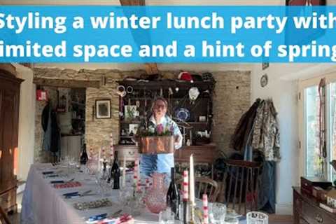 How we style a winter lunch party with too many people, not enough room adding a hint of spring x