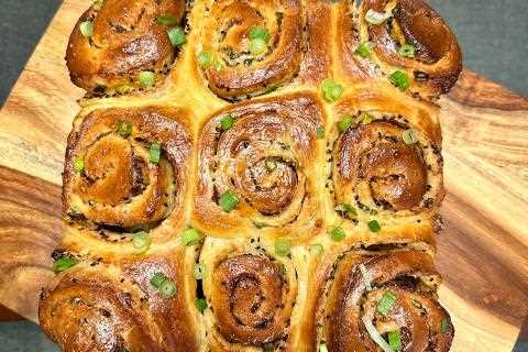 Miso Garlic Black Sesame Scallion Sourdough Milk Rolls