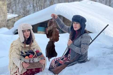 Cooking on a snowy day in the village! Cooking heart and liver with vegetables.