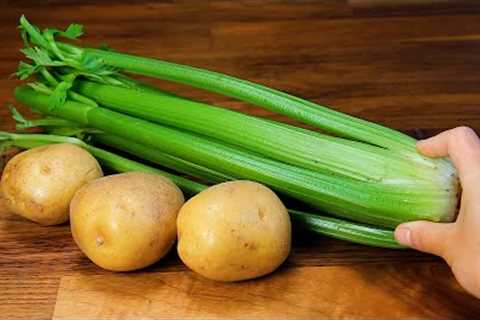 I never get tired of cooking potatoes with celery like this! Healthy, easy and delicious